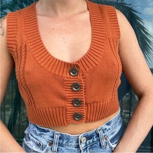 XOXO Brown Crop Sweater Vest Top M